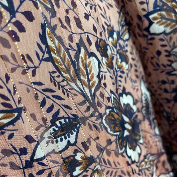 NEW Lulus Size M Blush Pink Floral ASHFORD Shift Dress Metallic Pinstripe - Picture 8 of 13